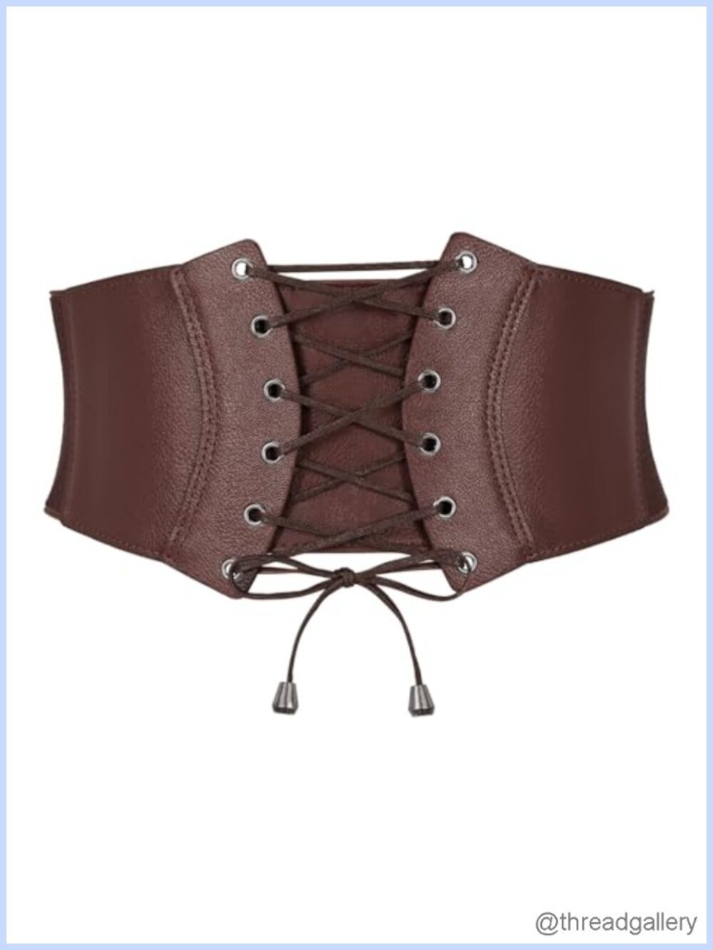 Faux Leather Lace-Up Corset Belt Vintage Waspie Waist Cincher for Halloween
